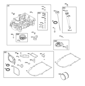 Crankcase Cover/Sump Group Diagram and Parts List for 389575-0003-E1 200000 - 399999 Briggs and Stratton Engine